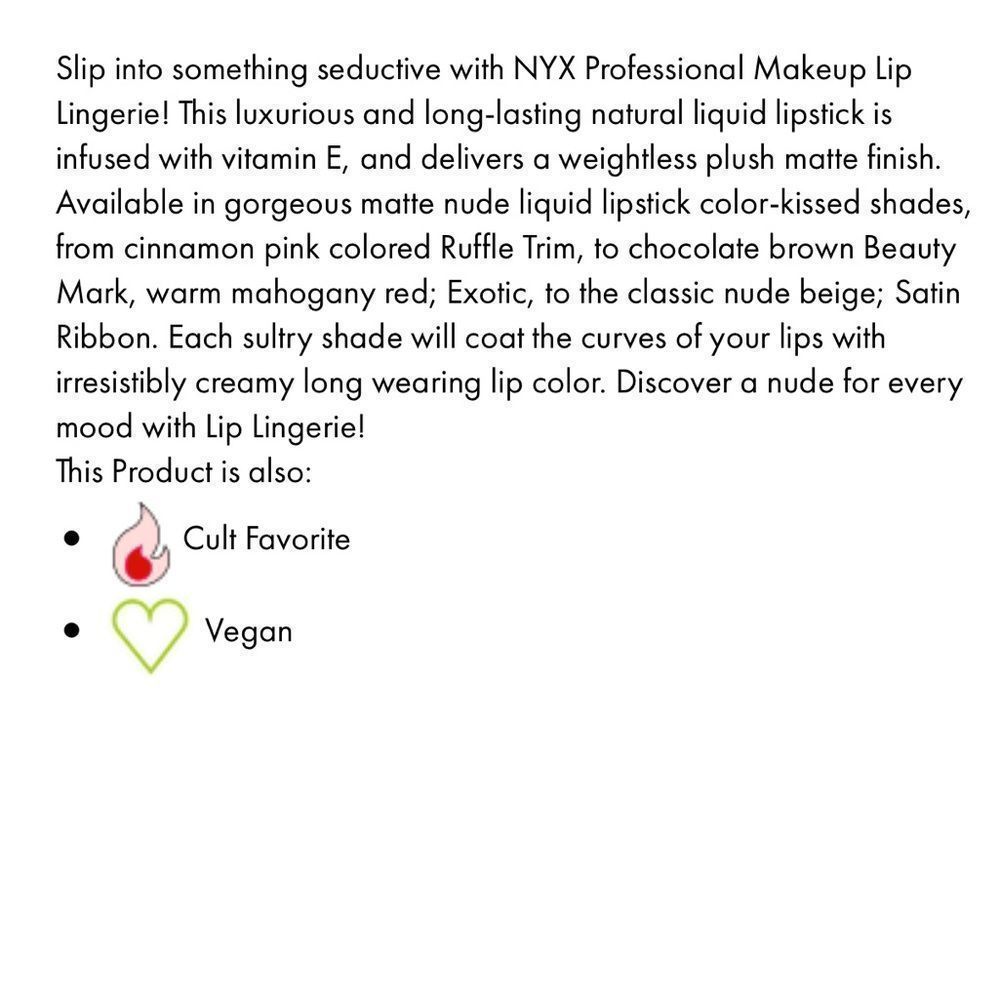 $4❤️🔥 NYX Lingerie Nude Matte Lipstick RUFFLE TRIM 04 👄 NEW SOLD OUT SHADE! - Picture 5 of 5